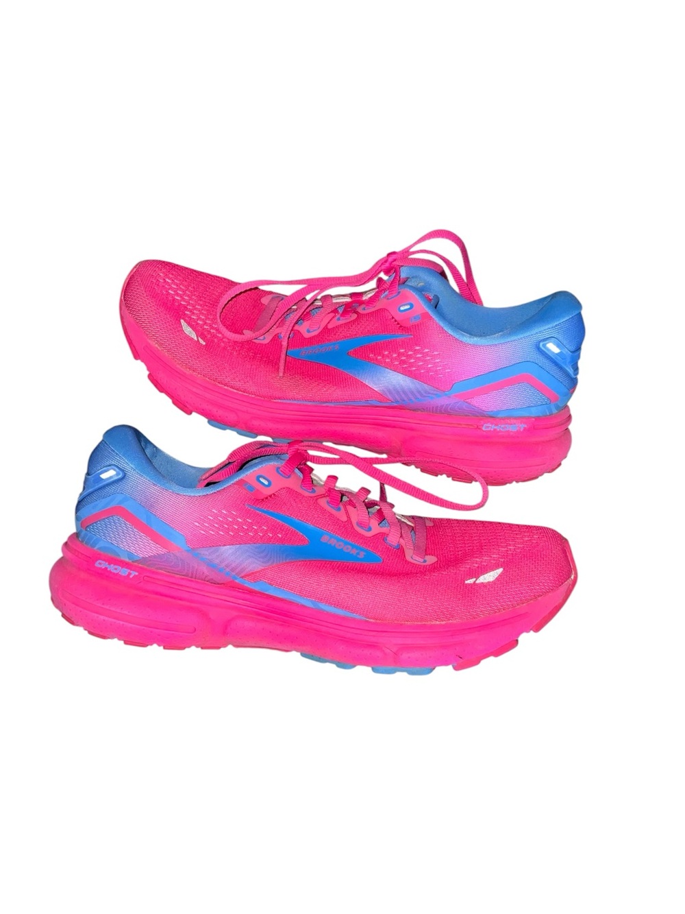Brooks Women's Ghost 15 Pink Blue Fuchsia Athletic Walking Nursing Shoes Sz 9